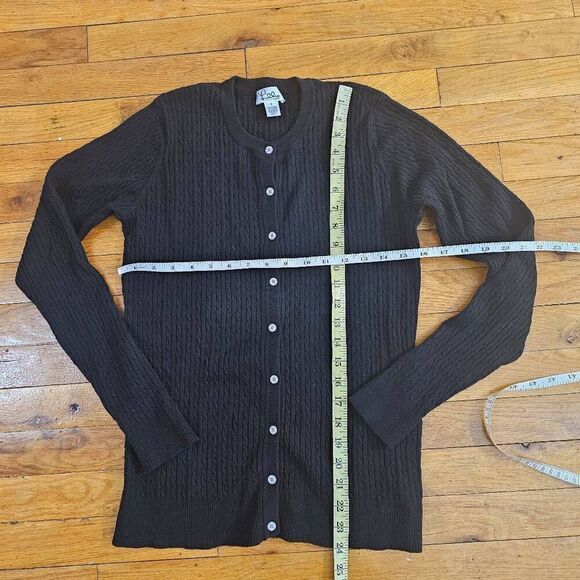 Lilly Pulitzer Cable Knit Sweater Size S Long Sleeve Button Down Black - Picture 5 of 5